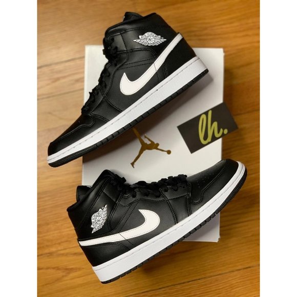 Size 10 w Air Jordan 1 Mid "Black White" - Picture 5 of 5